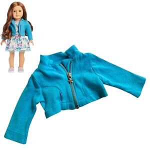 American Girl Truly Me MEET OUTFIT JACKET Zip Up Bomber Coat Turquoise Pre-Loved